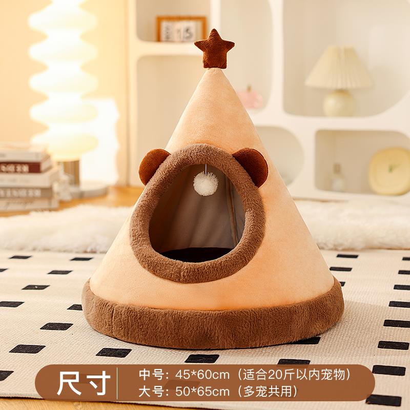 高档圣诞猫窝冬季保暖封闭式帐篷猫四屋季猫用猫房咪垫狗通窝宠物