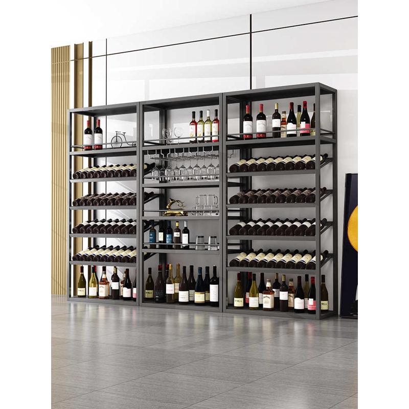 红酒酒架置物架客厅超市落地酒瓶架子现代简约工业风葡萄酒展示架