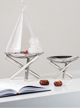 现代轻奢不锈钢水果收纳托 托盘软装饰品客厅样板间酒店茶几桌面