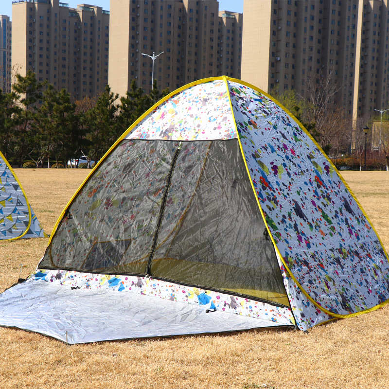 帐篷户外露营沙滩3-4人折叠全自动速开公园野营加厚防雨出口批发