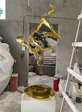 轻奢现代玻璃钢售楼处电镀大型抽象吊饰艺术品酒店大堂样板间挂件