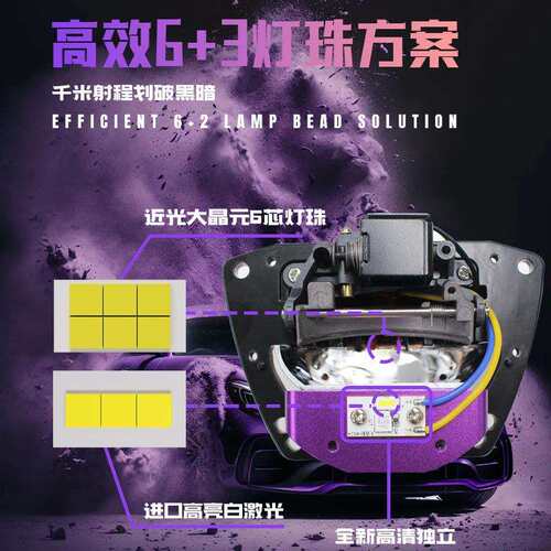HAIZG汽车led大灯H7矩阵式双透镜大功率70W远近光一体led透镜大灯