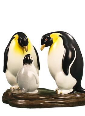 黄铜彩绘南极帝企鹅小摆件家居客厅办公室桌面装饰品生日送礼礼品