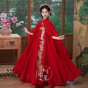 高档儿童代古汉筝表女演服装典雅晚礼服红人孩合唱团主持表演服装