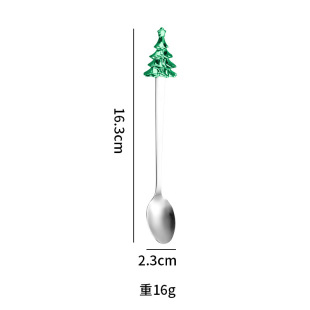 源头厂家不锈钢圣诞树勺子餐具创意配杯子咖啡勺甜品勺礼品搅拌勺