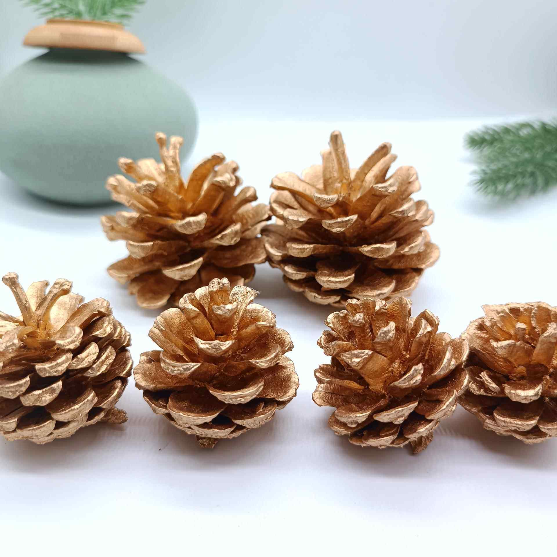 金色松果圣诞松果 圣诞树装饰挂件家居装饰干花道具摆设松塔
