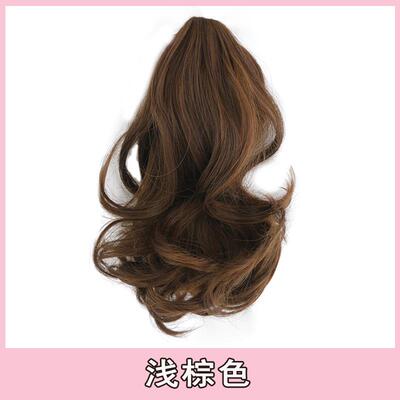 高档超马尾假发女 夹式短款直发假马尾 网红微卷自抓然辫子彷短真