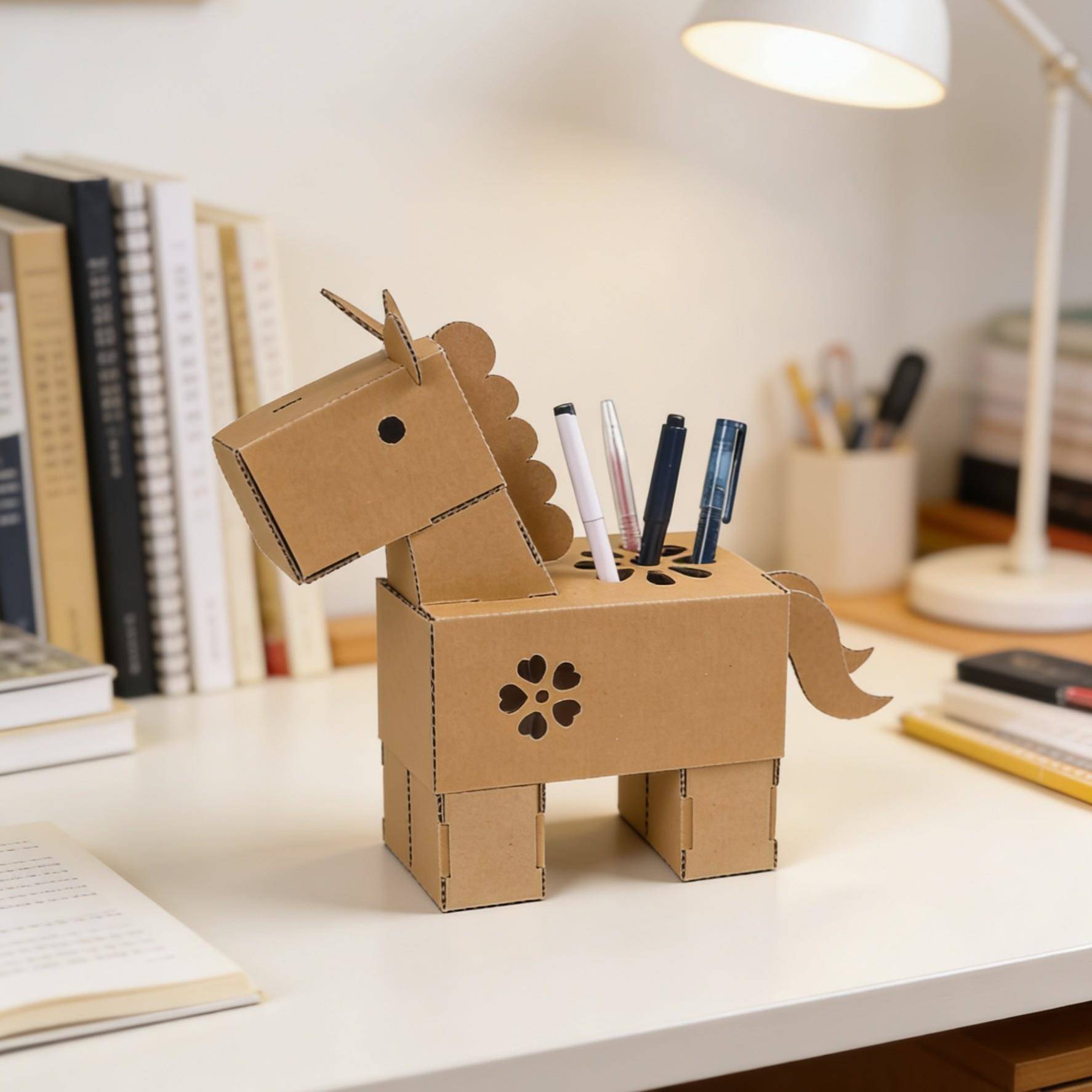 马年纸盒笔筒手工DIY手持3d立体中小学幼儿园儿童手工作业材料包