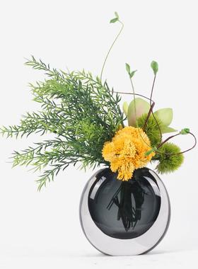 现售处仿真绿植花艺玻代ZG-64840插花洽谈桌样板房间楼茶几客厅璃