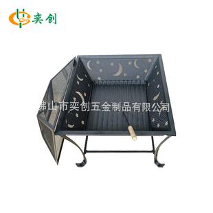 工厂现货方形星月炉户外暖炉取暖炉火盘野外野炊野营炉具简易安装