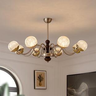 法式 客厅中古吊灯现代简约全光谱魔豆灯餐厅书房卧室玻璃吊灯