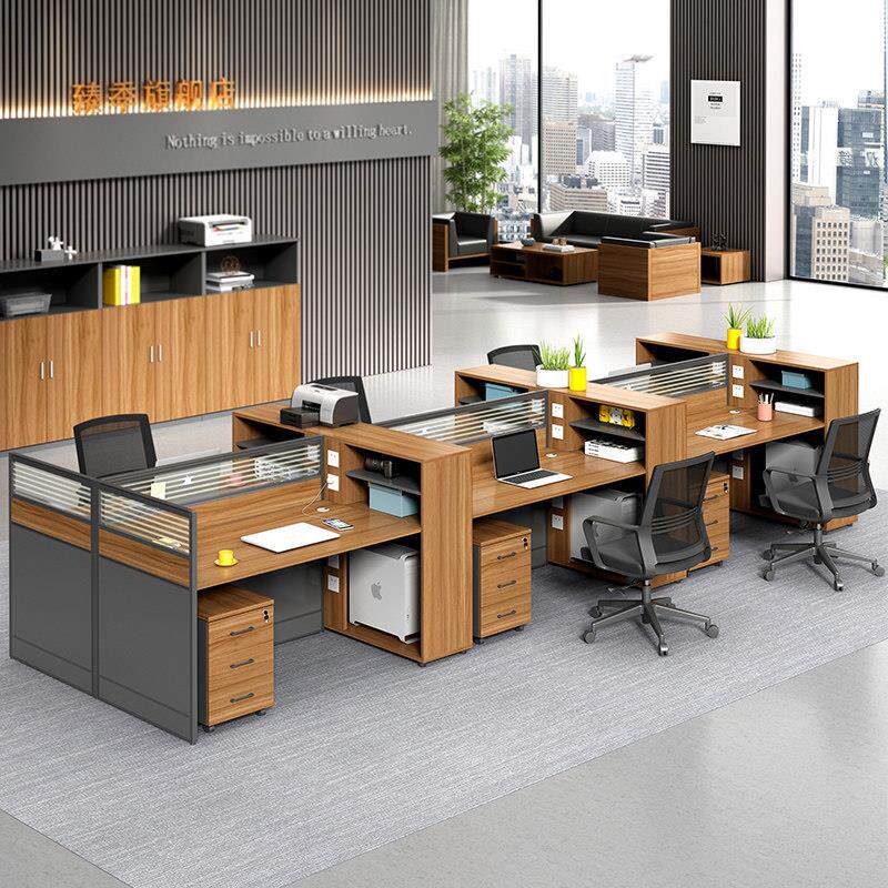 职员办公桌4人位家俱桌子员工屏风工位办公室卡位四6办公桌椅组合