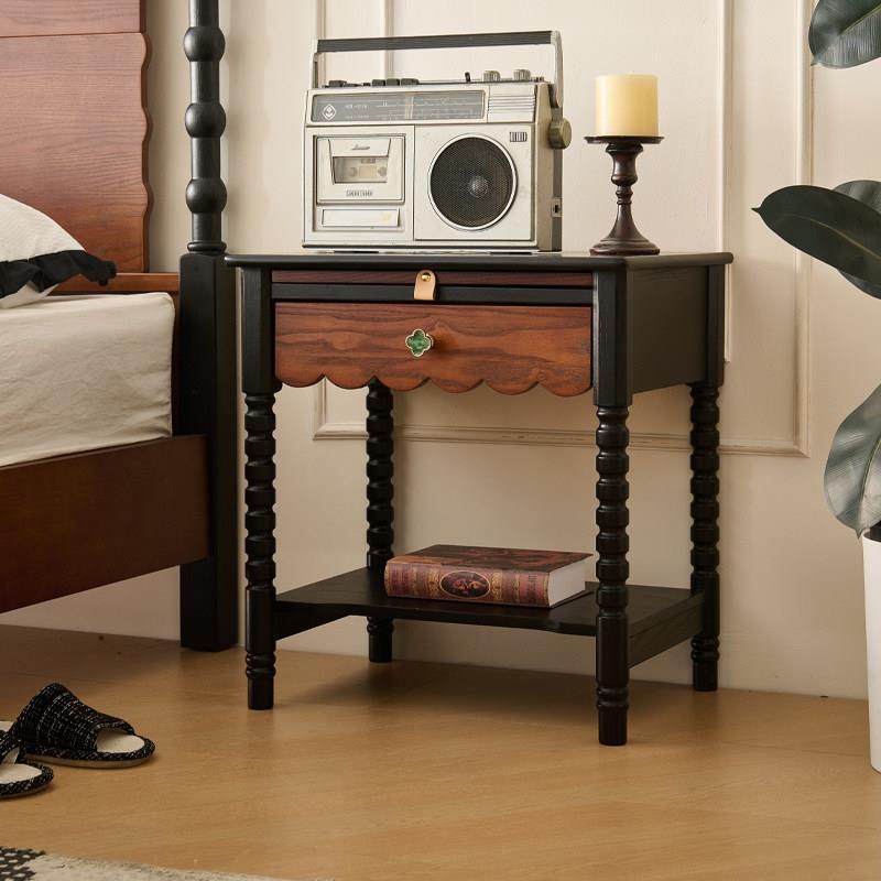 法式复古床头柜实木小型收纳柜中古风小户型家用卧室床头侧边柜子,住宅家具,床头柜,淘宝优惠券,粉丝福利购,淘宝优惠卷