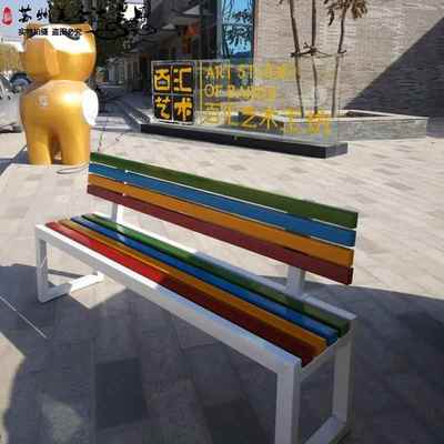 外户外公园椅靠长椅防水防01024腐木室长凳座椅休简闲约户背外休