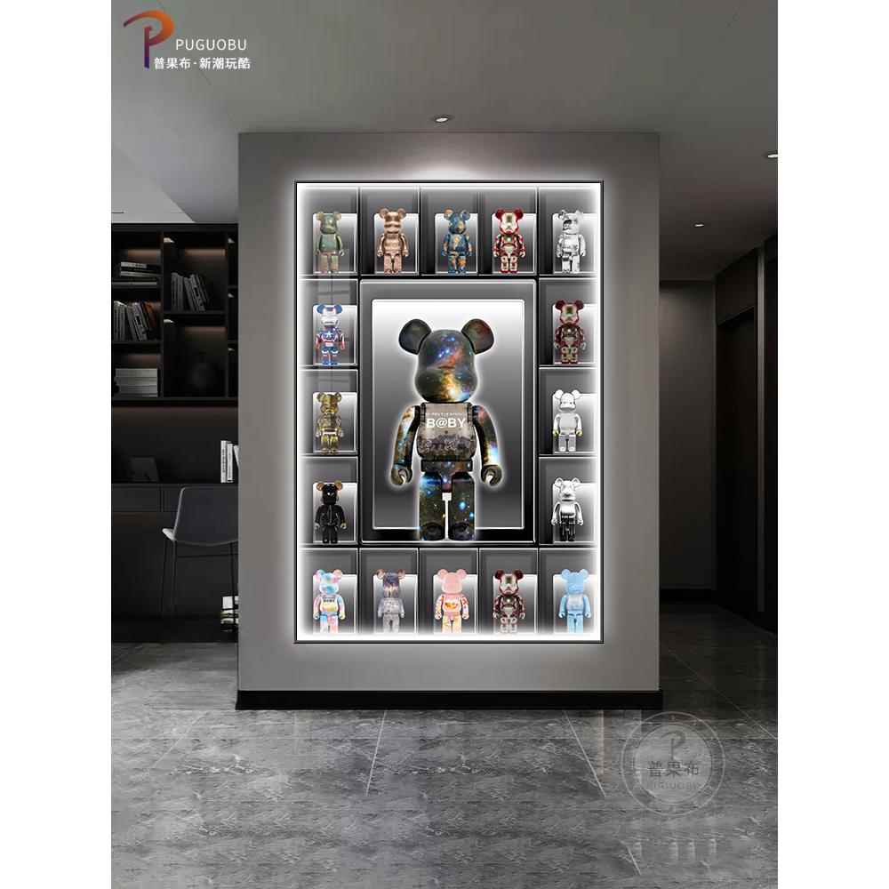 高级暴力熊玄关装饰画发光灯正对门壁画kaws客厅沙发背景墙落地画