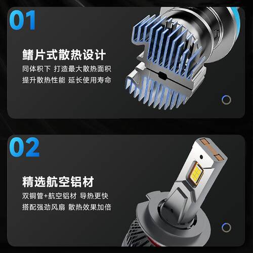 工厂直供led车灯双铜管汽车大灯改装H4led灯泡汽车前照灯130W现货