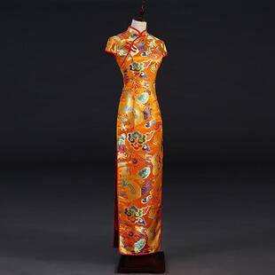 2026新款中式改良旗袍晚礼服新女长款演出服中国风龙袍走秀旗袍织