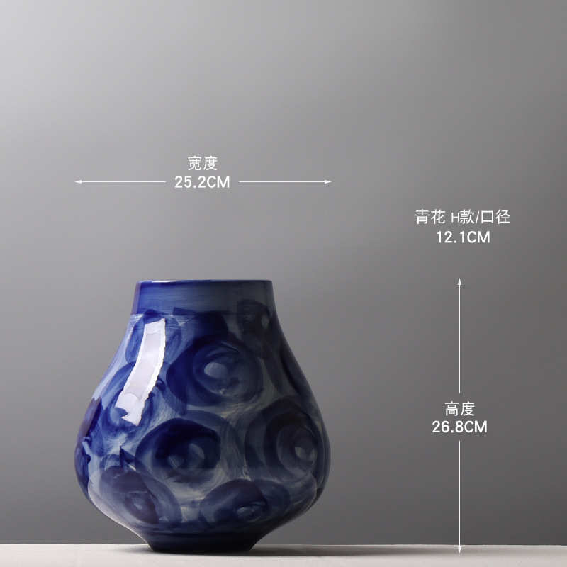 罐子花架插花坯陶瓷手工花瓶青花瓷摆件中式手绘创意博古架客厅拉