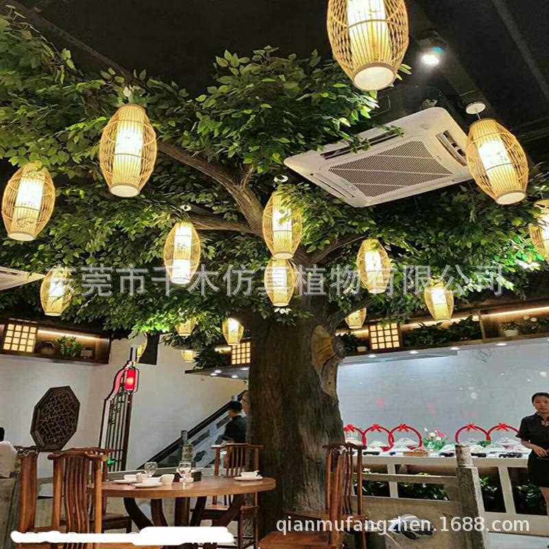 新款直销仿真榕树叶工程装饰假树枝树藤枯室内外仿真大树造型胶叶