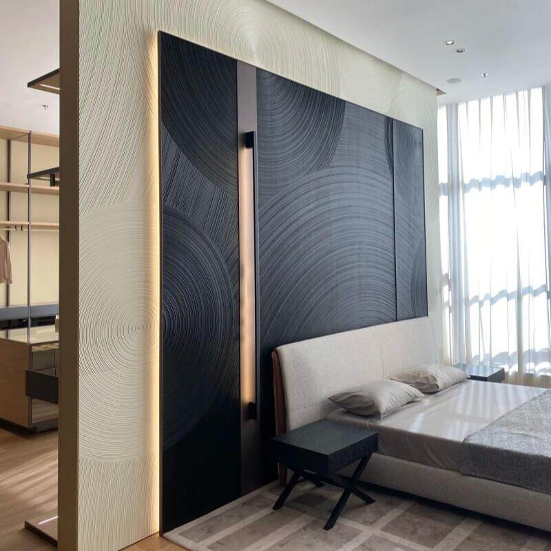 肌理板实木贴皮橡木3D浮雕高端定制木纹饰面板背景墙门板装饰烤漆