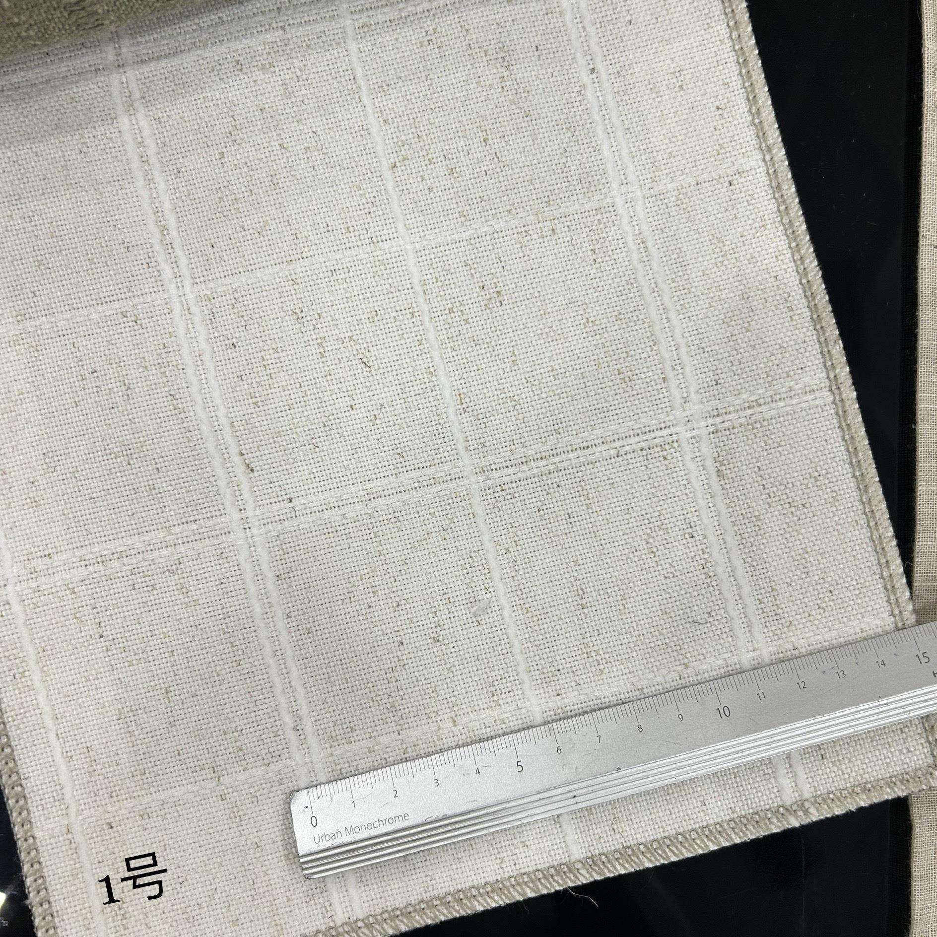 门幅280cm定高格子田字格棉麻原木风格透光窗帘布抱枕布料