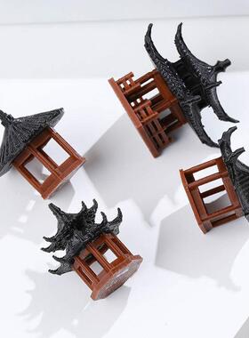 中式亭台楼阁庭院高3.5cm小亭摆件微景观装饰品古风建筑模型