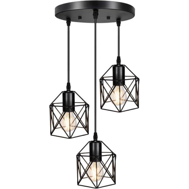 美式吊灯复古工业风创意铁艺笼子黑色楼梯厨房仿古卧室吧台餐厅灯
