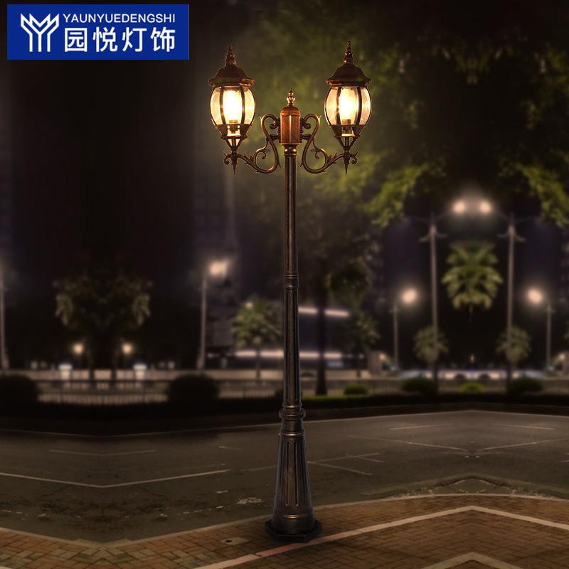 双头路灯户外小区庭院别墅景观防水灯高杆复古led家用室外欧式灯