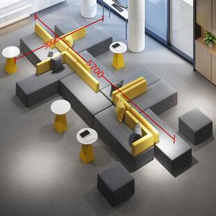 现代简约办公室会议室公司前台洽谈区接待区沙发组合转角沙发