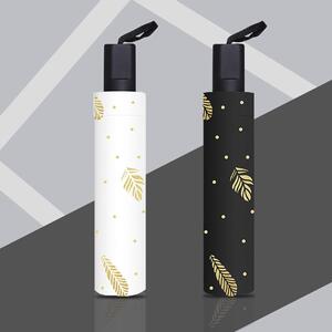 厂家烫金羽毛伞折叠遮阳伞晴雨两用黑胶防晒防紫外线太阳伞