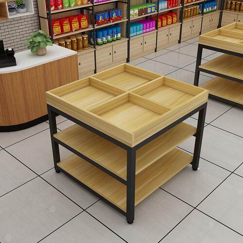 超市产品堆头中岛柜杂货架母婴店展示柜台三层流水展示台