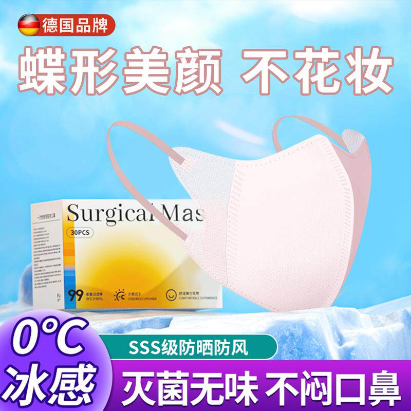 德国口罩女高颜值2025新款秋冬一次性防过敏透气防风防嗮冰感面罩