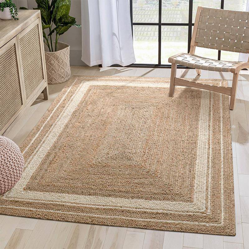 手工编织草编亚麻黄麻地毯圆形客厅沙发茶几卧室地垫田园风