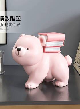 奶油熊摆件厅电视zls20230柜酒柜面装桌饰品家居儿童节书房风办公