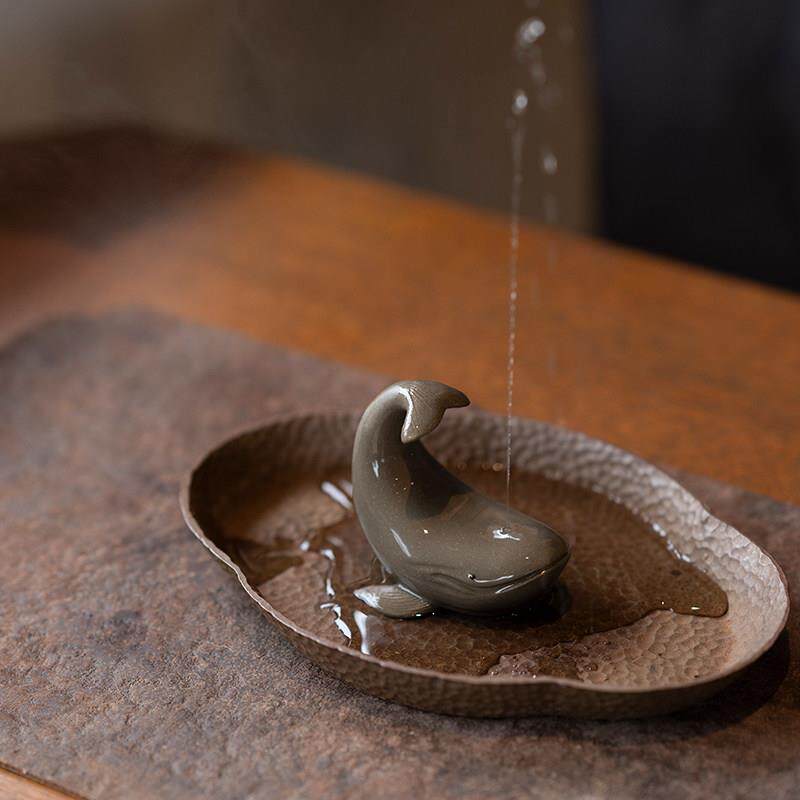 鲸鱼喷水盖置紫砂雕塑茶宠茶玩摆件精品紫砂可养原创设计