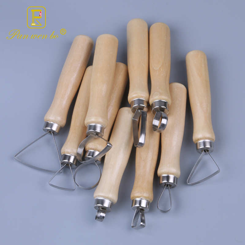 diy模型组工具10支陶艺大头刀陶泥泥塑修坯软陶粘土刮刀木质套装