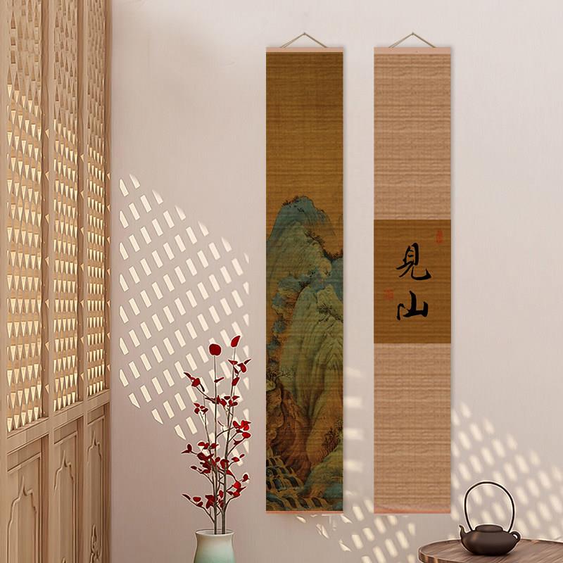 佛中式竹挂画茶艺禅意画茶挂画堂帘画挂画禅意VPV竹帘中式装饰室