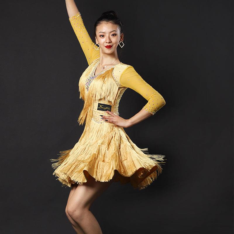 正品艺尚舞舞拉丁比赛服流苏连衣裙吉特巴舞演裙广场舞表业演出1