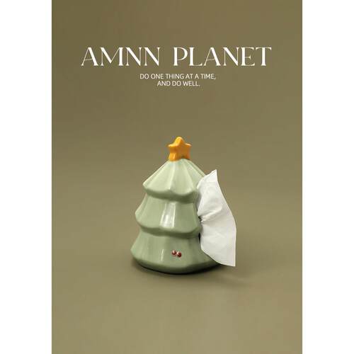 AMNN 可爱圣诞树纸巾盒家用陶瓷客厅茶几抽纸盒创意氛围装饰摆件