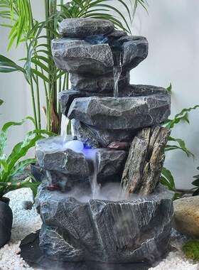 庭院假山瀑布水循环树脂流水摆件循环水玄关阳台成品水景招财喷泉