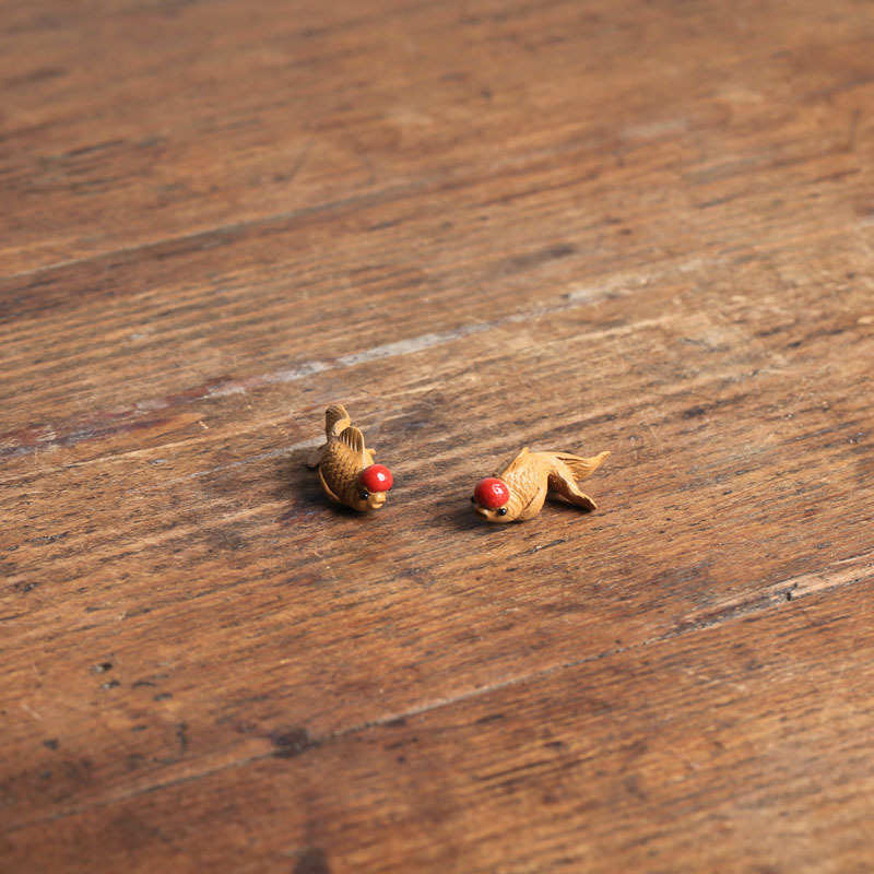 2JGB批发精品紫砂可养手工茶玩小金鱼茶艺茶道茶餐具摆配件茶宠小