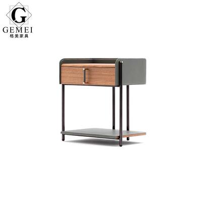 KGA110设计师马鞍皮床头柜意式极简奢华高档方形别墅床边储物柜卧