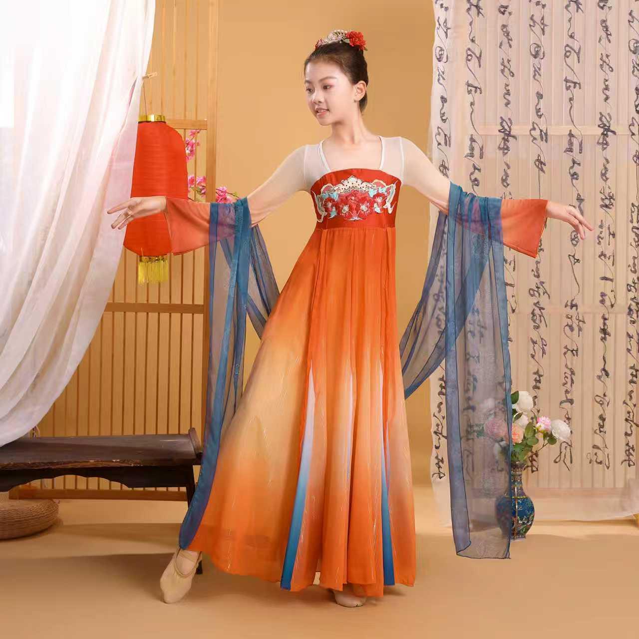 儿童大唐夜宴双面燕洵服装女飘逸古风仙气身韵艺考汉服飘逸流芳