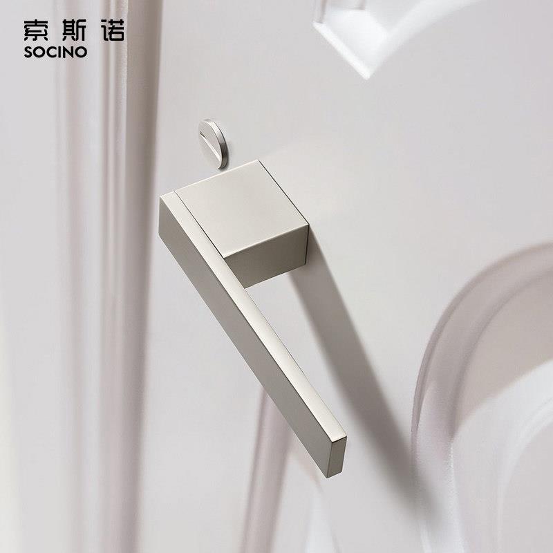 索诺欧门锁室静内卧室静音房门锁北极简银色两件式锁家用斯磁吸音