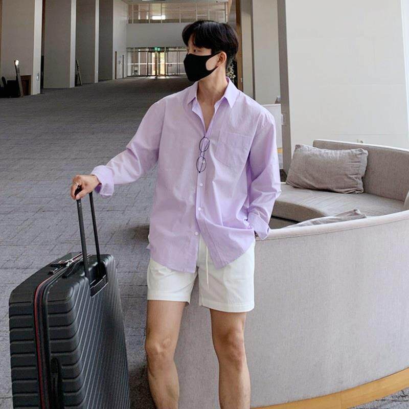 衬衫男士长袖高级感痞帅冰丝春夏季外套西装2025新款宽松内搭衬衫