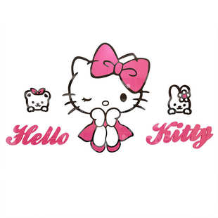 亚克水晶itty床头童猫儿装 饰立体3d力背景墙贴房卡通贴画