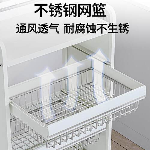 加厚抽屉式蔬菜置物架落地多层厨房移动小推车带刹车轮水果收纳架