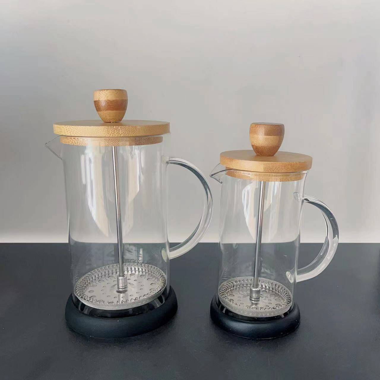 咖啡壶家用法式滤压壶玻璃冲茶器手压过滤杯冲泡冷萃壶竹木法压壶