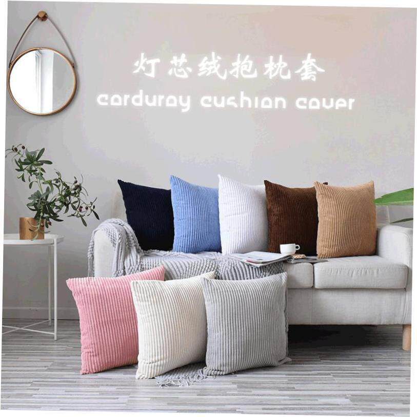 Nordic sofa pillow cushion cover corduroy striped pillowcase图片