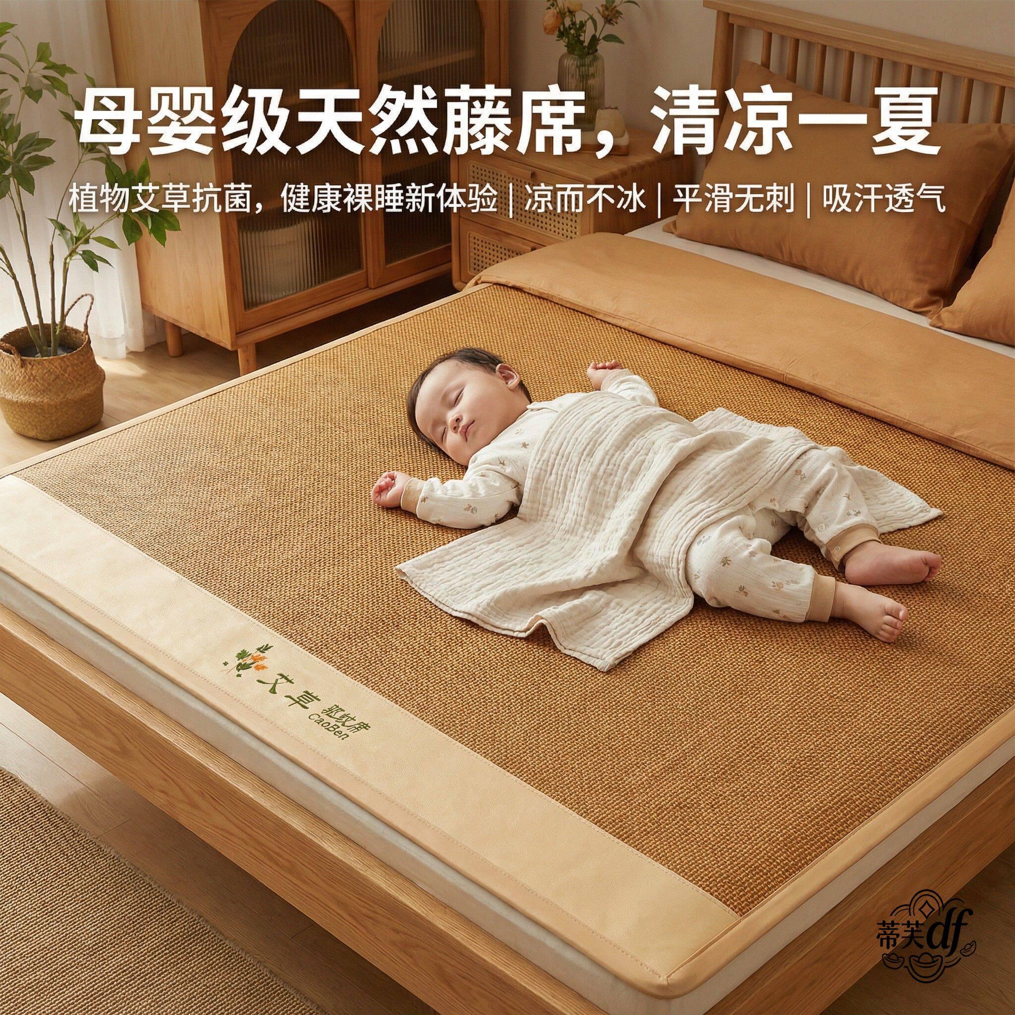 广东老式凉席大片老款纯天然四季通用老式夏夏两用天然可折叠草席图片